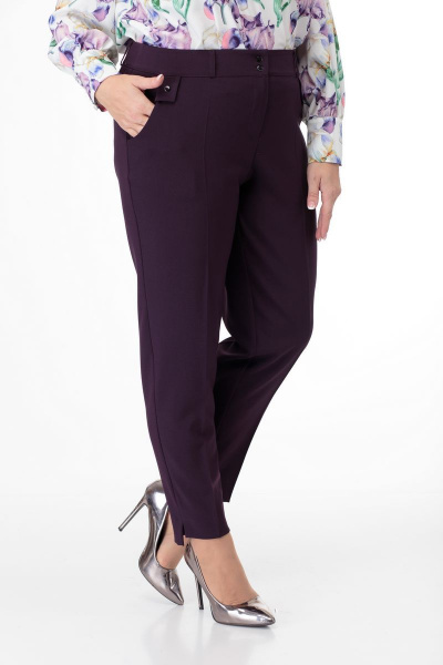 Красные брюки классического кроя с асимметричным низом Anelli 700.1 винные_тона - фото 2