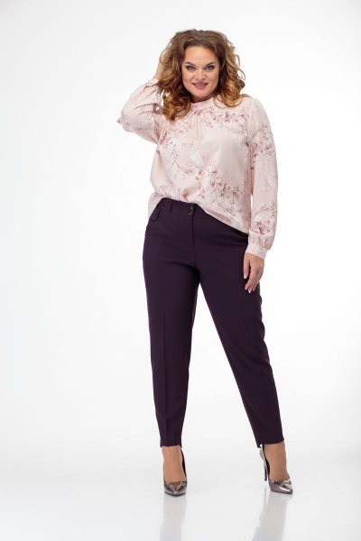 Красные брюки классического кроя с асимметричным низом Anelli 700.1 винные_тона - фото 10