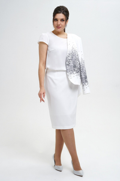 Жакет и юбка полуприлегающего силуэта из текстиля Alani Collection 2300 серый_принт - фото 10