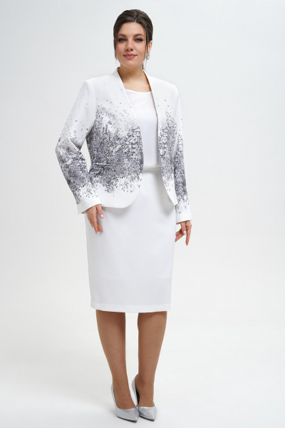 Жакет и юбка полуприлегающего силуэта из текстиля Alani Collection 2300 серый_принт - фото 8
