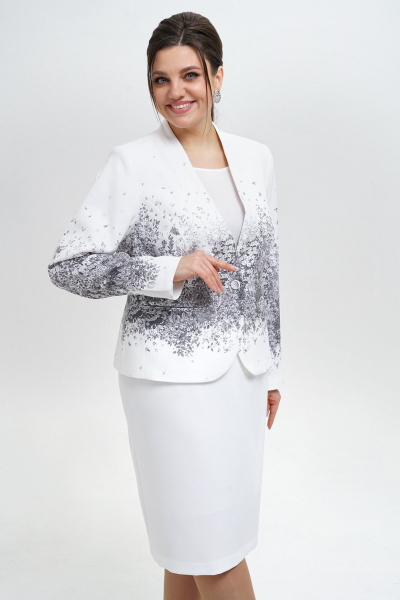 Жакет и юбка полуприлегающего силуэта из текстиля Alani Collection 2300 серый_принт - фото 5