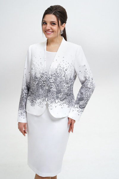 Жакет и юбка полуприлегающего силуэта из текстиля Alani Collection 2300 серый_принт - фото 4