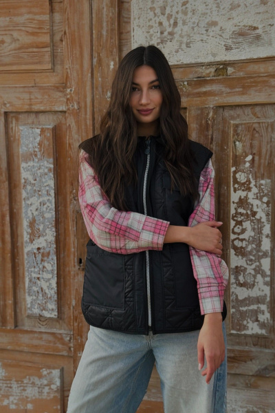 Демисезонный жилет из стеганной плащевой ткани с карманами BARBARA В226 - фото 6