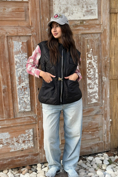 Демисезонный жилет из стеганной плащевой ткани с карманами BARBARA В226 - фото 3