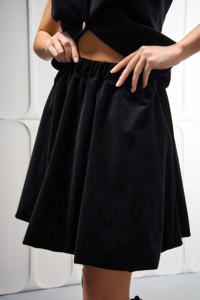 Юбка-баллон из бархатного хлопка с карманами и резинкой DEVITA 2018 черный - фото 4