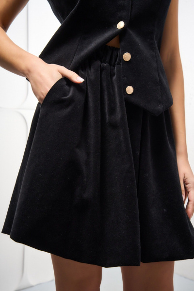 Юбка-баллон из бархатного хлопка с карманами и резинкой DEVITA 2018 черный - фото 3