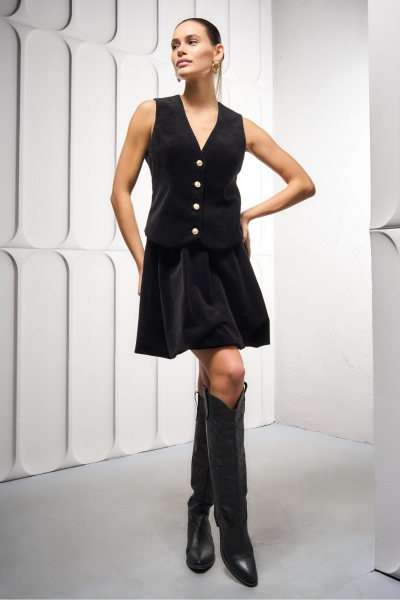 Юбка-баллон из бархатного хлопка с карманами и резинкой DEVITA 2018 черный - фото 1