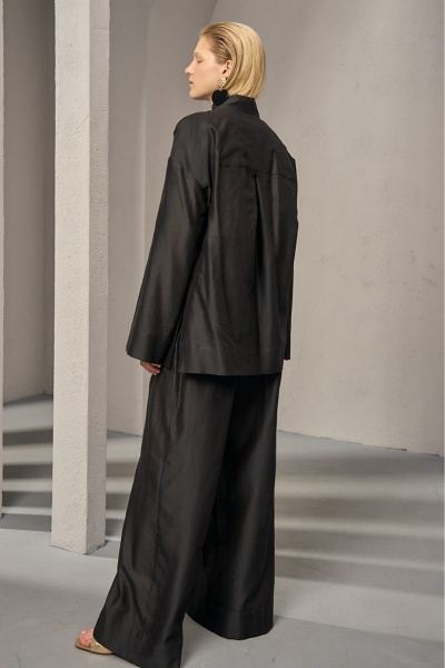 Брюки-палаццо из шелка и хлопка с эластичным поясом DEVITA 3011-4 черный - фото 4