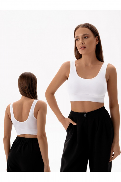 Круглогодичный женский трикотажный бюстье с хлопком и эластаном BRAVO 80-15 белый - фото 2