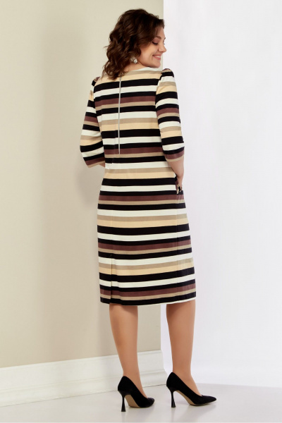 Демисезонное мультиколорное платье из трикотажа с карманами Магия Стиля М-5752 полосы - фото 3