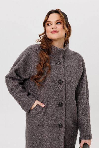 Пальто свободного кроя с центральной застежкой на пуговицы Michel chic 363/1 темно-серый - фото 7