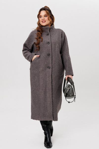 Пальто свободного кроя с центральной застежкой на пуговицы Michel chic 363/1 темно-серый - фото 4