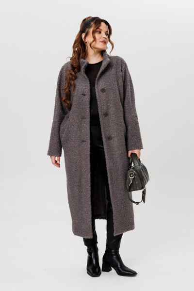 Пальто свободного кроя с центральной застежкой на пуговицы Michel chic 363/1 темно-серый - фото 3