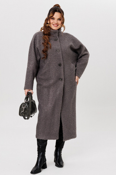 Пальто свободного кроя с центральной застежкой на пуговицы Michel chic 363/1 темно-серый - фото 2