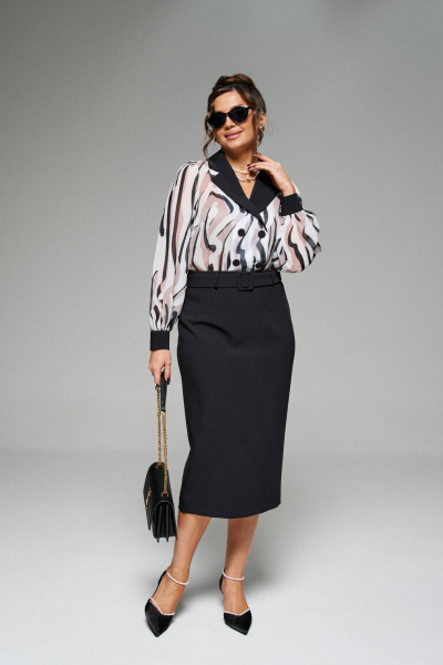 Платье миди с отрезной линией талии и длинным рукавом Beautiful&Free 6281 черный - фото 3