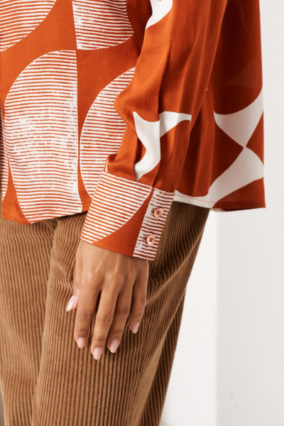 Блуза прямого силуэта с застежкой на пуговицы C. of PAPAYA NEW 1649 терракот - фото 5