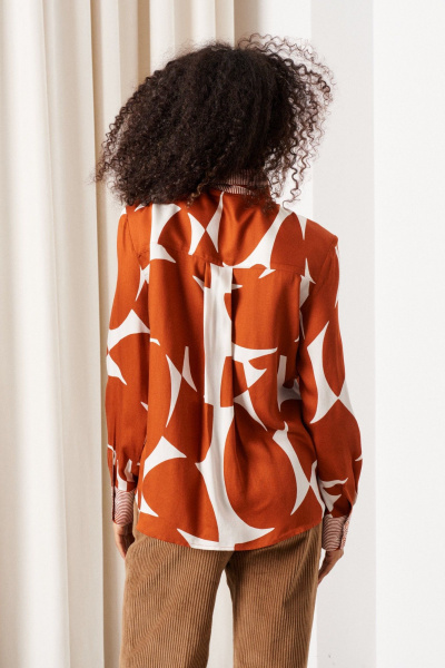 Блуза прямого силуэта с застежкой на пуговицы C. of PAPAYA NEW 1649 терракот - фото 2