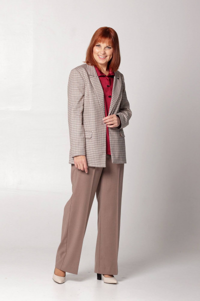 Жакет полуприлегающего силуэта с карманами и вытачками Соджи 583 коричнневый - фото 5