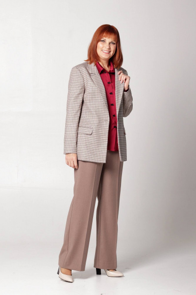 Жакет полуприлегающего силуэта с карманами и вытачками Соджи 583 коричнневый - фото 2