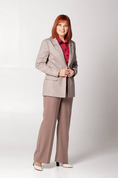 Жакет полуприлегающего силуэта с карманами и вытачками Соджи 583 коричнневый - фото 1