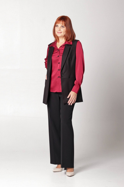 Жилет полуприлегающего силуэта с карманами и подрезом Соджи 586 черный - фото 6