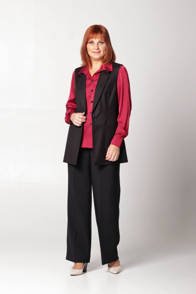 Жилет полуприлегающего силуэта с карманами и подрезом Соджи 586 черный - фото 4