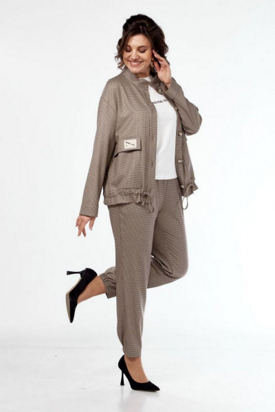 Брюки, жакет, майка Милора-стиль 1252 кофейно-молочный - фото 5