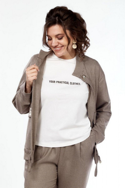 Брюки, жакет, майка Милора-стиль 1252 кофейно-молочный - фото 3