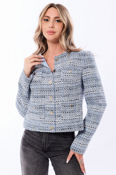 Жакет с рельефами и накладными карманами из текстиля Golden Valley 36594 голубой - фото 1