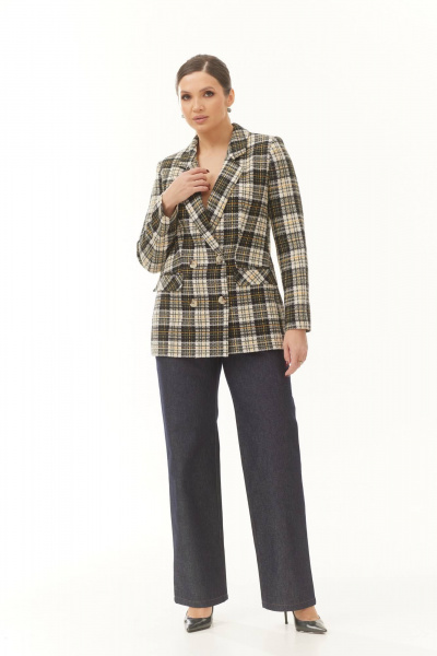 Жакет с двубортной застежкой из текстиля демисезон Elady 4307 зелеый_клетка - фото 4