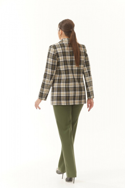 Жакет с двубортной застежкой из текстиля демисезон Elady 4307 зелеый_клетка - фото 2