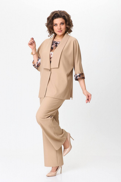 Демисезонный женский костюм с брюками, жилетом и топом Koketka i K 1251 - фото 6