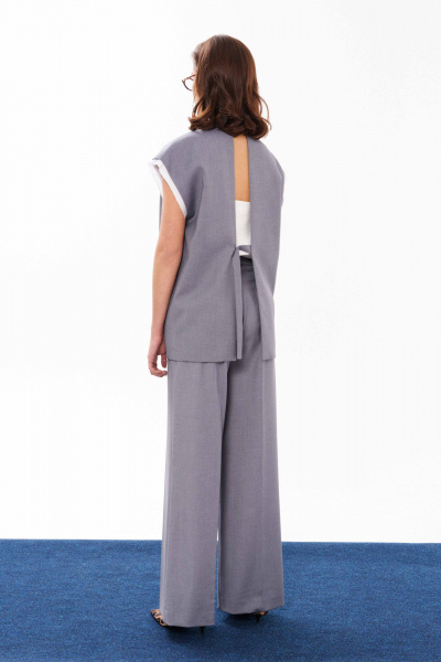 Демисезонные брюки прямого кроя из текстиля Панда 12760 серый - фото 3