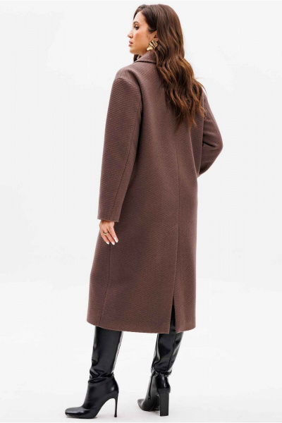 Демисезонное пальто из пальтовой ткани прямого силуэта Mislana 8552 шоколад - фото 10