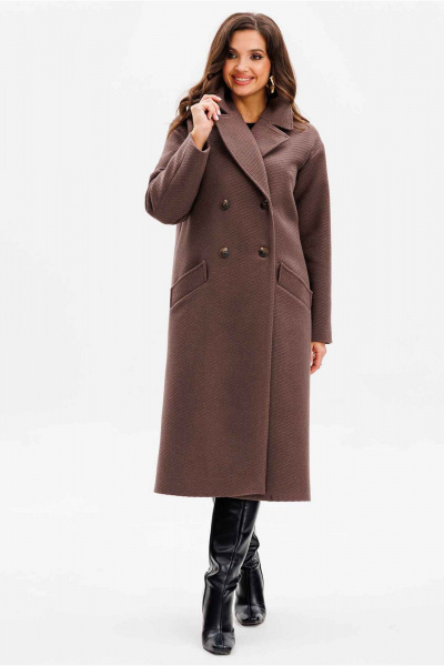 Демисезонное пальто из пальтовой ткани прямого силуэта Mislana 8552 шоколад - фото 2