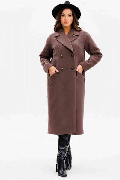 Демисезонное пальто из пальтовой ткани прямого силуэта Mislana 8552 шоколад - фото 1