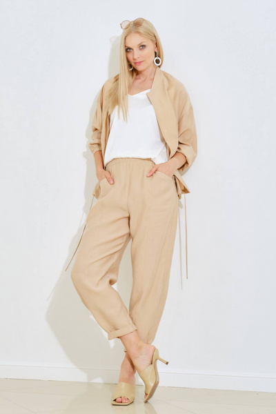 Бежевый комплект блузы и брюк для повседневной носки Achosa 104 бежевый - фото 7