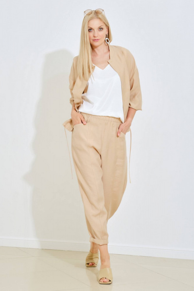 Бежевый комплект блузы и брюк для повседневной носки Achosa 104 бежевый - фото 1