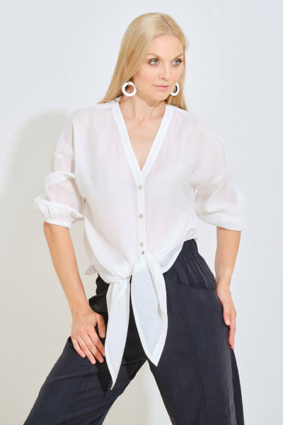 Белая блуза классического покроя для офиса и повседневности Achosa 114 белый - фото 2