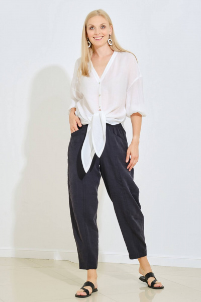 Белая блуза классического покроя для офиса и повседневности Achosa 114 белый - фото 5