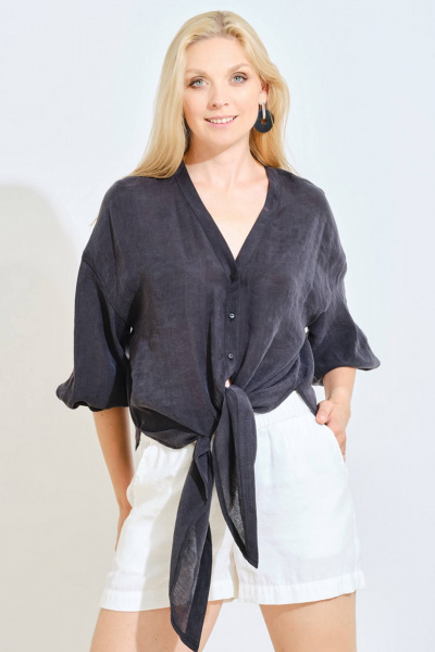 Блуза на каждый день из текстиля, демисезон Achosa 114 черный - фото 2