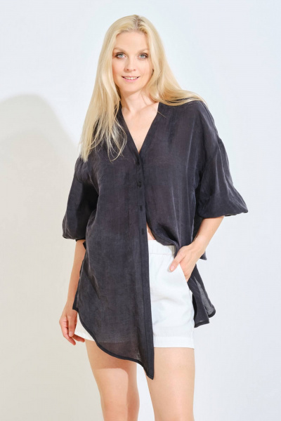 Блуза на каждый день из текстиля, демисезон Achosa 114 черный - фото 1
