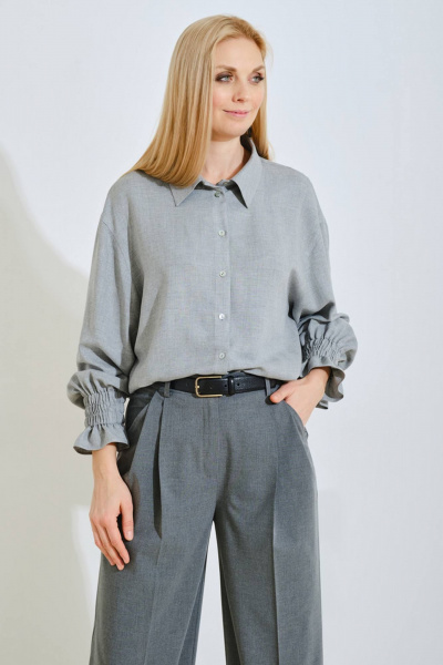 Рубашка на каждый день из текстиля, демисезон Achosa 1284 светло-серый - фото 2