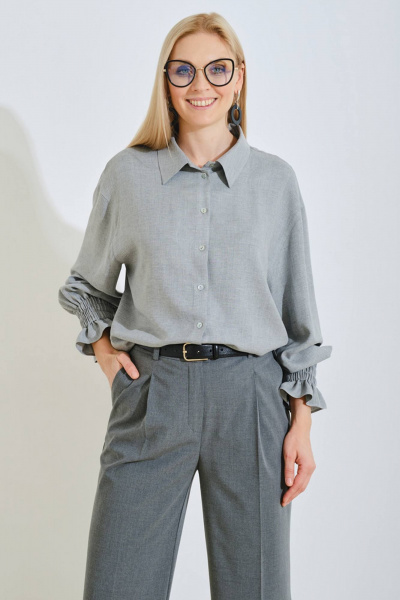 Рубашка на каждый день из текстиля, демисезон Achosa 1284 светло-серый - фото 1