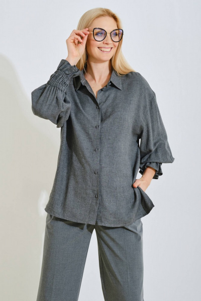 Рубашка на каждый день из текстиля, демисезон Achosa 1284 темно-серый - фото 1