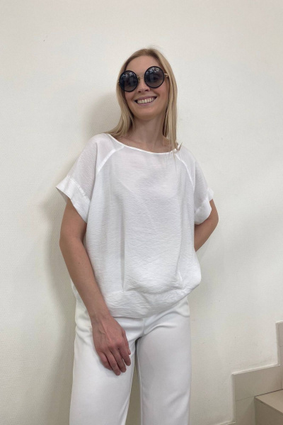 Блуза на каждый день из текстиля, лето Achosa 143 белый - фото 1