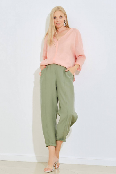 Брюки на каждый день из текстиля, лето Achosa 153 хаки - фото 3