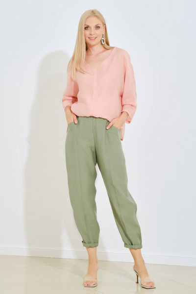 Брюки на каждый день из текстиля, лето Achosa 153 хаки - фото 2