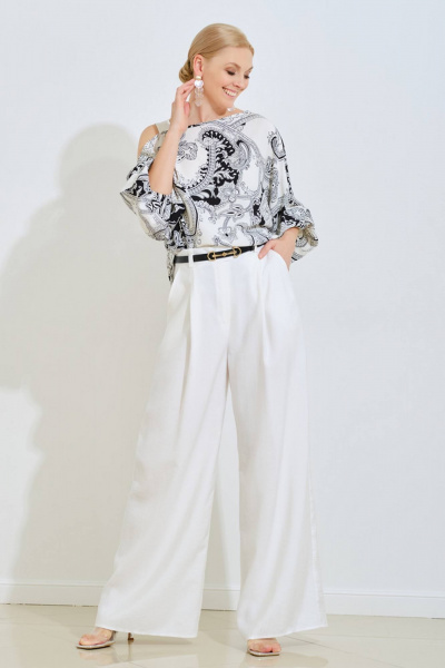 Брюки белые на демисезон из текстиля Achosa 2443 белый - фото 5