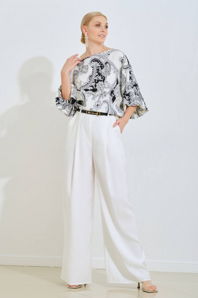 Брюки белые на демисезон из текстиля Achosa 2443 белый - фото 3